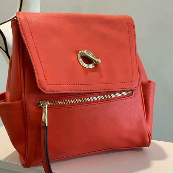 Juicy Couture Salmon & Gold Backpack Purse - Picture 4 of 11